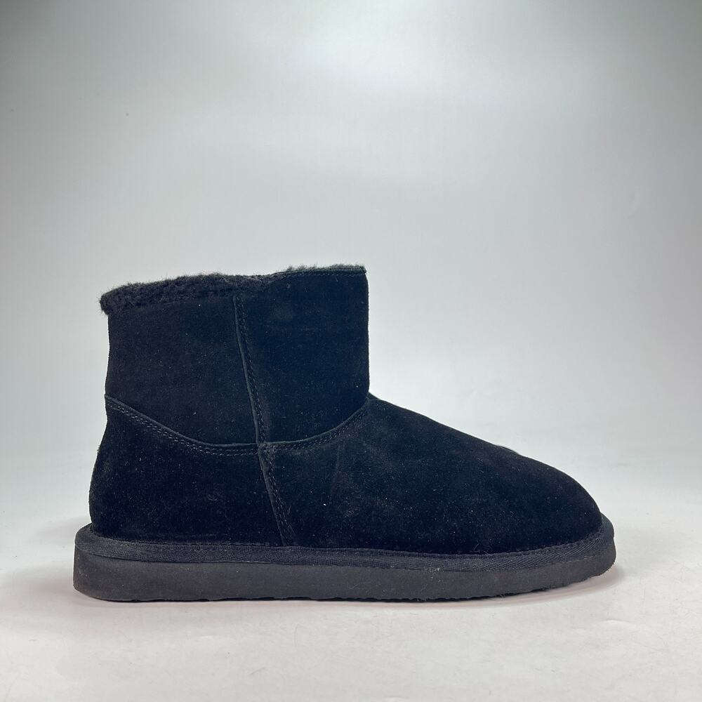 Bearpaw Norah Short Black Suede Winter Snow Side Zipper Ankle Boots Womens Sz 10